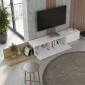 Έπιπλο τηλεόρασης Enstey Megapap επεκτεινόμενο χρώμα sapphire oak - λευκό 260x41,8x33,5εκ.