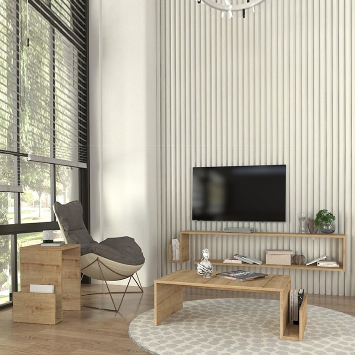 Τραπεζάκι βοηθητικό Regnar Megapap χρώμα sapphire oak 43,1x33,5x52εκ.