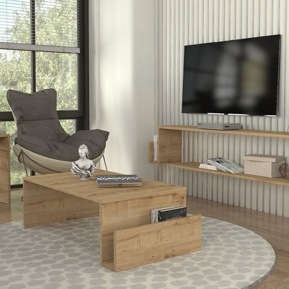 Τραπεζάκι σαλονιού Regnar Megapap χρώμα sapphire oak 100,6x55x31,8εκ.