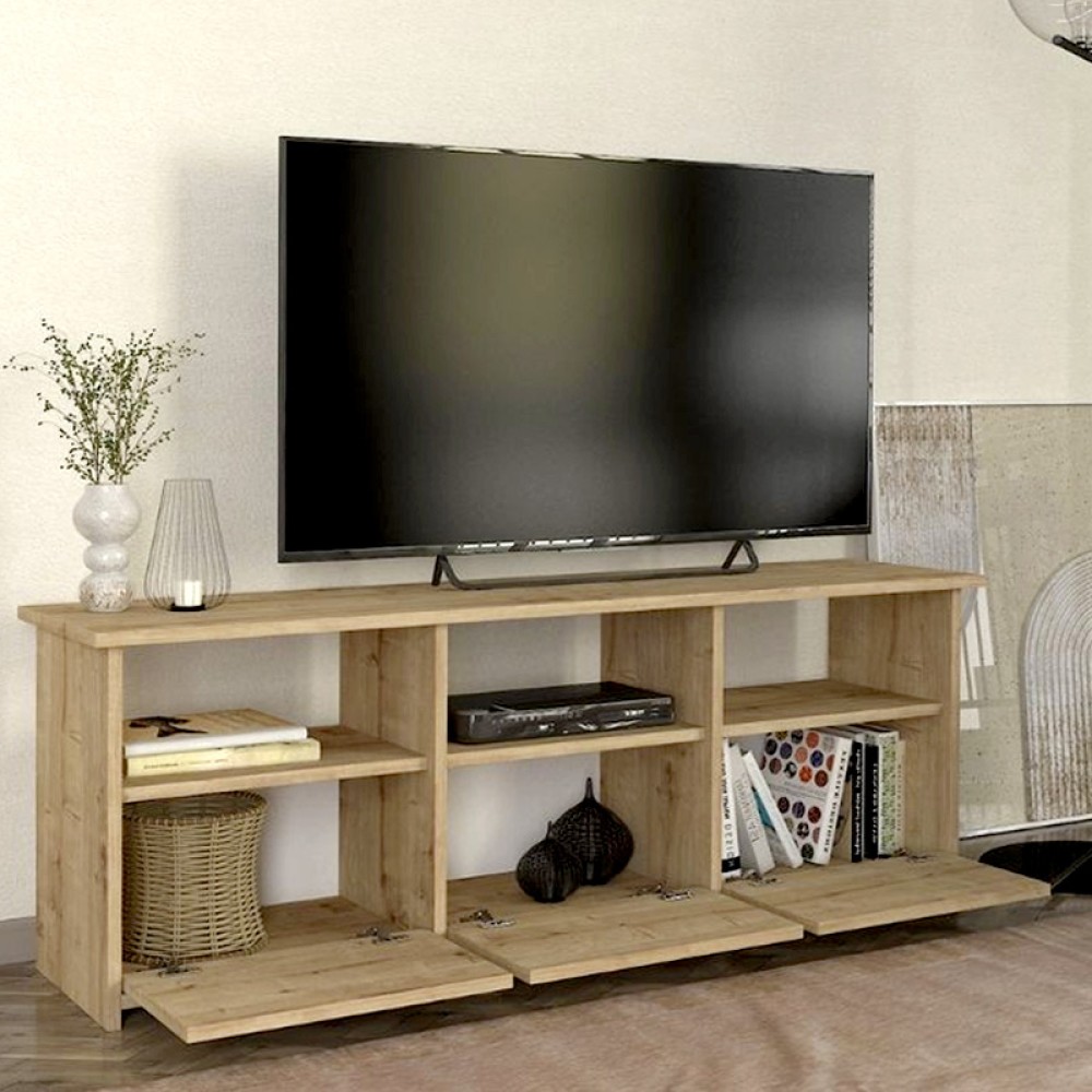 Έπιπλο τηλεόρασης Mahen Megapap χρώμα sapphire oak 140x35x49,8εκ.