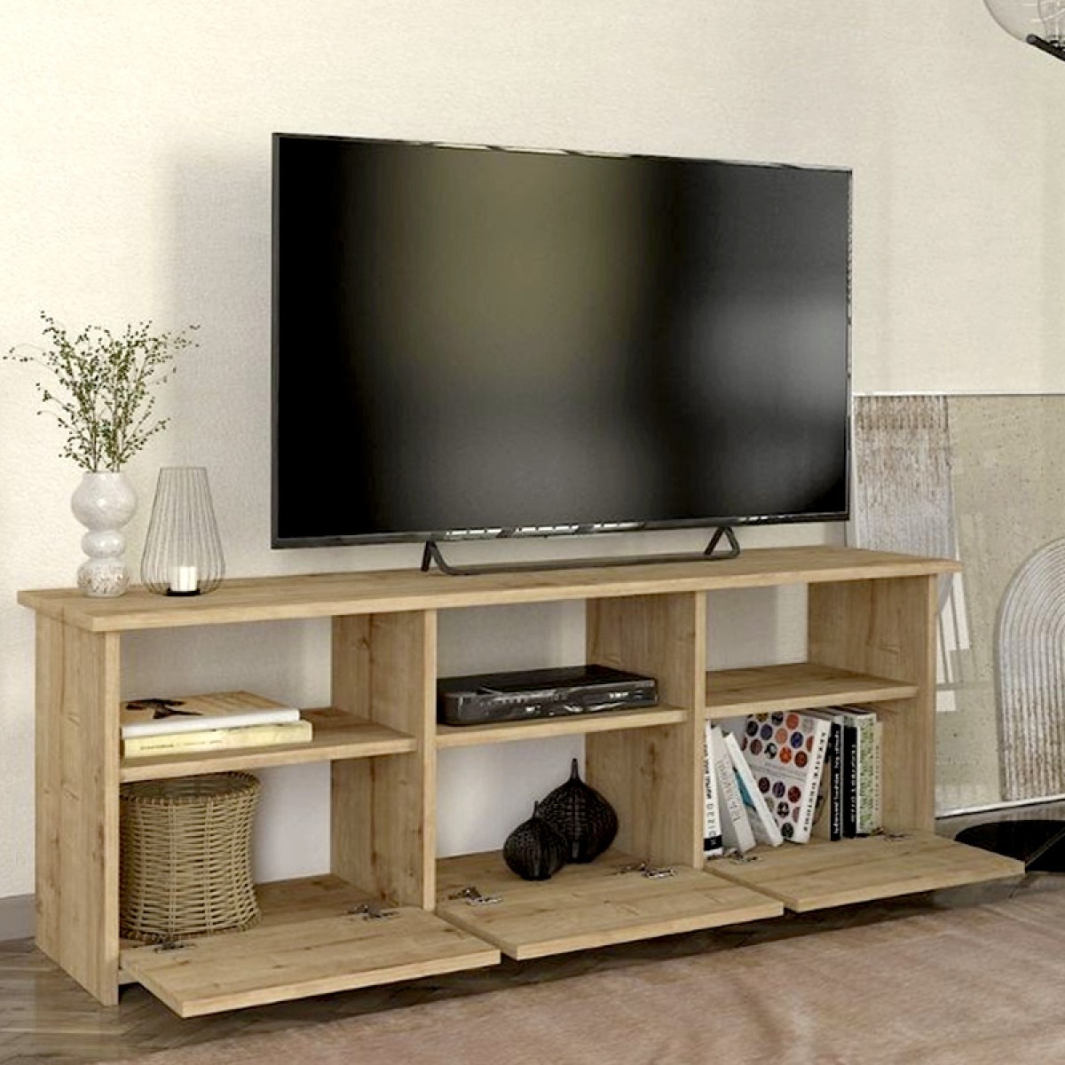 Έπιπλο τηλεόρασης Mahen Megapap χρώμα sapphire oak 140x35x49,8εκ.