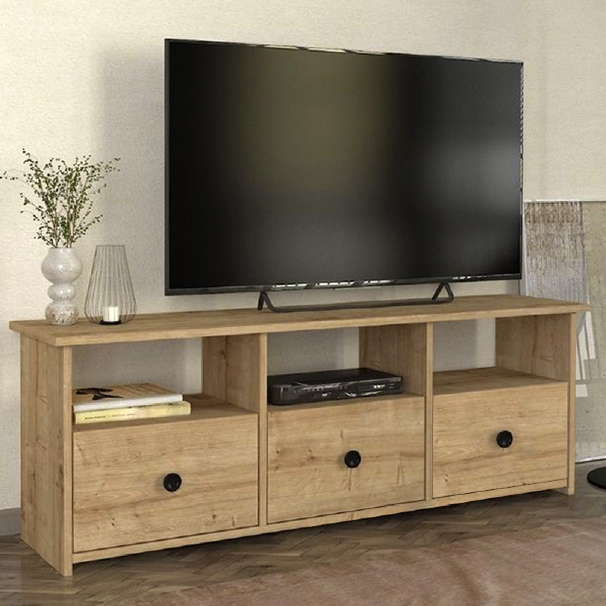 Έπιπλο τηλεόρασης Mahen Megapap χρώμα sapphire oak 140x35x49,8εκ.