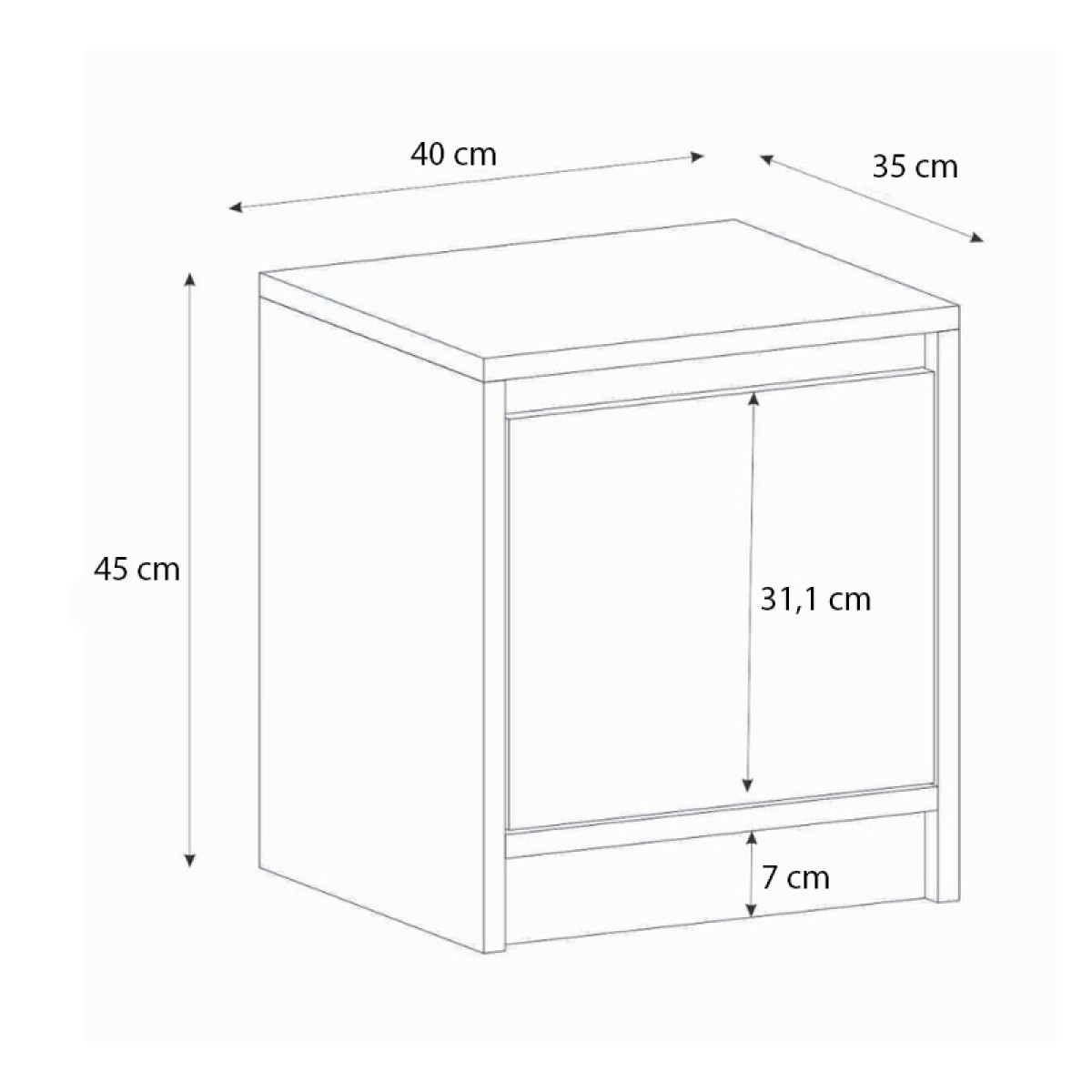 Κομοδίνο Conve Megapap χρώμα λευκό 40x35x45εκ.