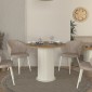 Τραπέζι Bohema Megapap χρώμα ivory - sepet oak Ø90x77,7εκ.