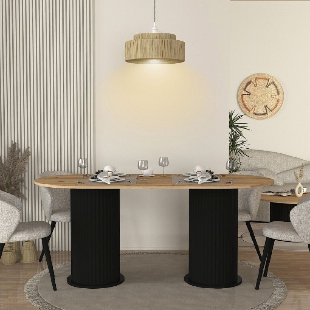 Τραπέζι Bohema Megapap χρώμα μαύρο - sepet oak 180x90x77,7εκ.