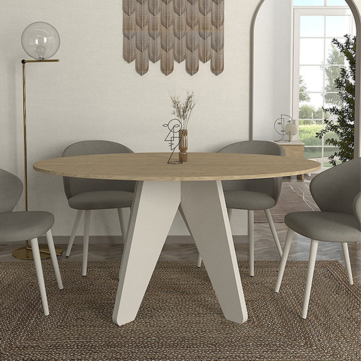 Τραπέζι Rebel Megapap χρώμα rota oak - sandstone 150x90x75εκ.