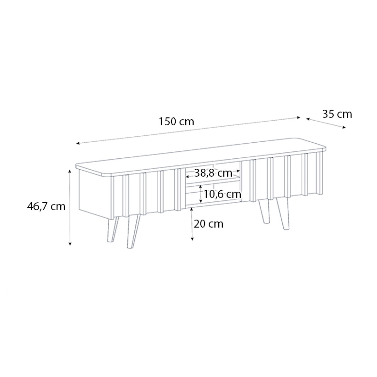 Έπιπλο τηλεόρασης Gemma Megapap χρώμα sepet oak 150x35x46,7εκ.