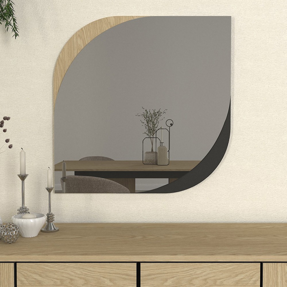 Καθρέπτης τοίχου Lava Μegapap χρώμα rota oak - ανθρακί 70x2,2x70εκ.