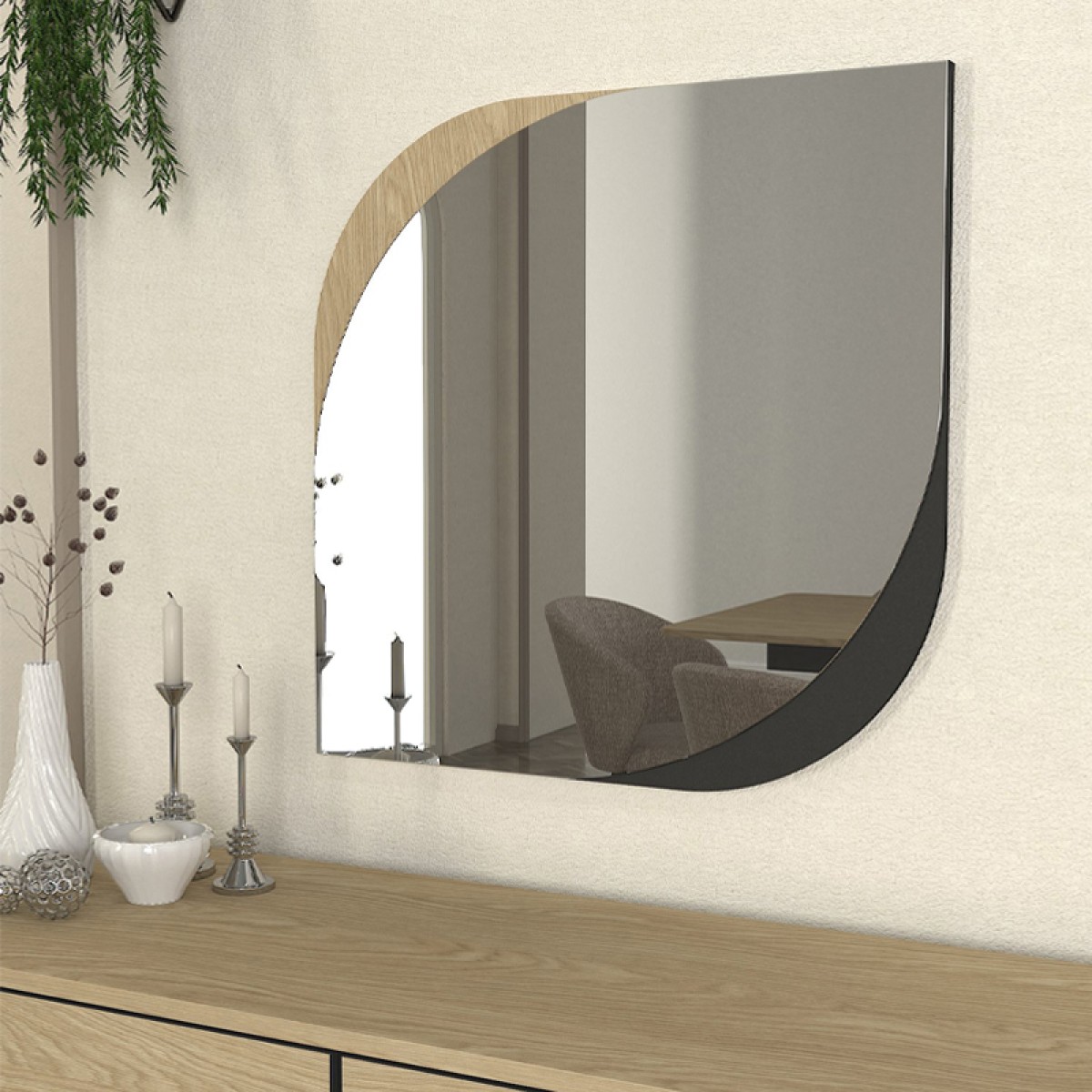 Καθρέπτης τοίχου Lava Μegapap χρώμα rota oak - ανθρακί 70x2,2x70εκ.
