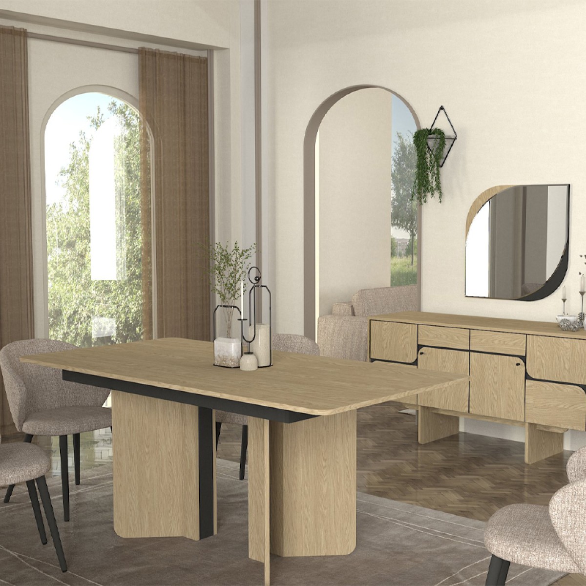 Τραπέζι Lava Megapap χρώμα rota oak - ανθρακί 180x90x76,8εκ.