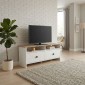 Έπιπλο τηλεόρασης Gradias Megapap χρώμα λευκό - sapphire oak 120x29,6x46,8εκ.