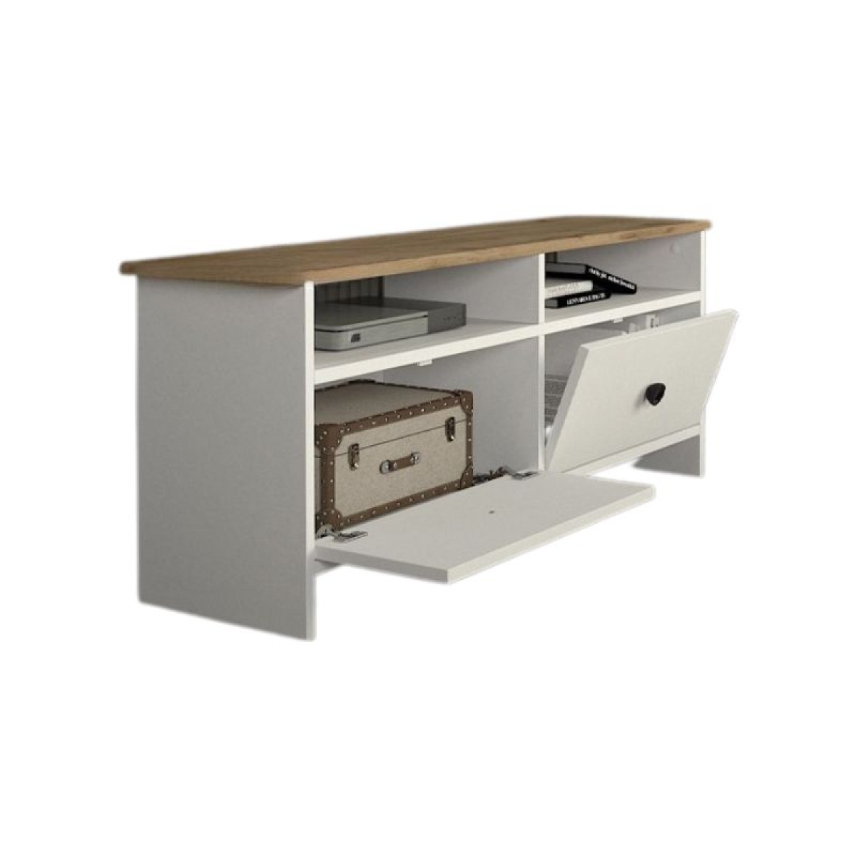 Έπιπλο τηλεόρασης Gradias Megapap χρώμα λευκό - sapphire oak 120x29,6x46,8εκ.