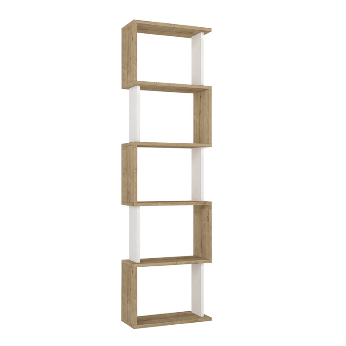 Βιβλιοθήκη Alvina Megapap χρώμα sapphire oak - λευκό 45x19,6x158,8εκ.