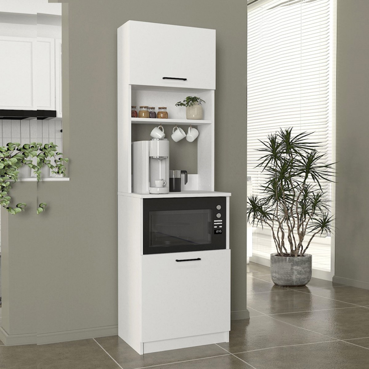 Έπιπλο κουζίνας Tuco 1 Megapap χρώμα λευκό 53,8x40x180εκ.