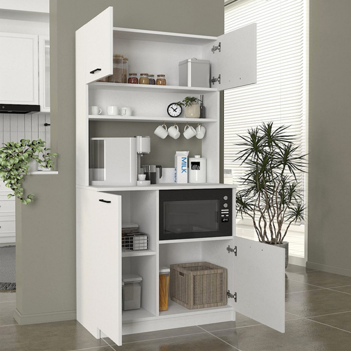 Έπιπλο κουζίνας Tuco 2 Megapap χρώμα λευκό 90x40x180εκ.