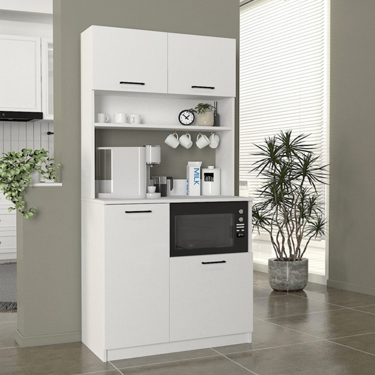 Έπιπλο κουζίνας Tuco 2 Megapap χρώμα λευκό 90x40x180εκ.