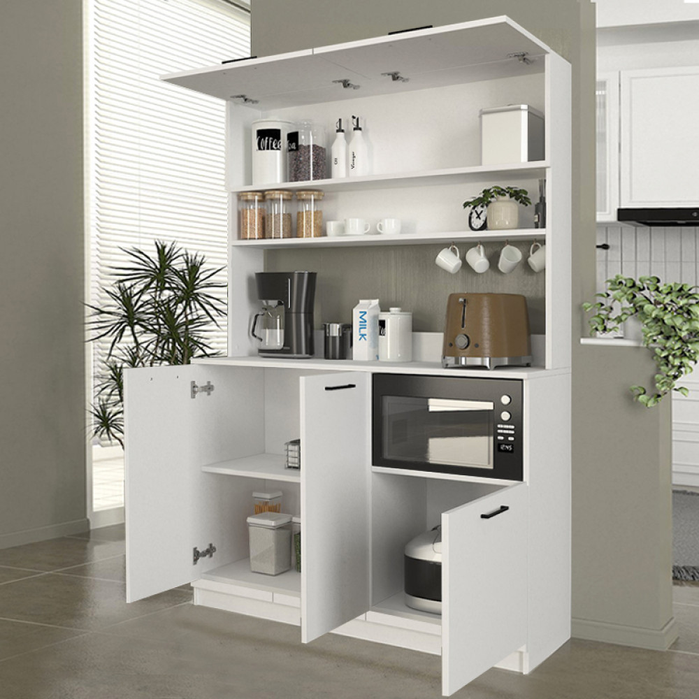 Έπιπλο κουζίνας Tuco 3 Megapap χρώμα λευκό 123,8x40x180εκ.