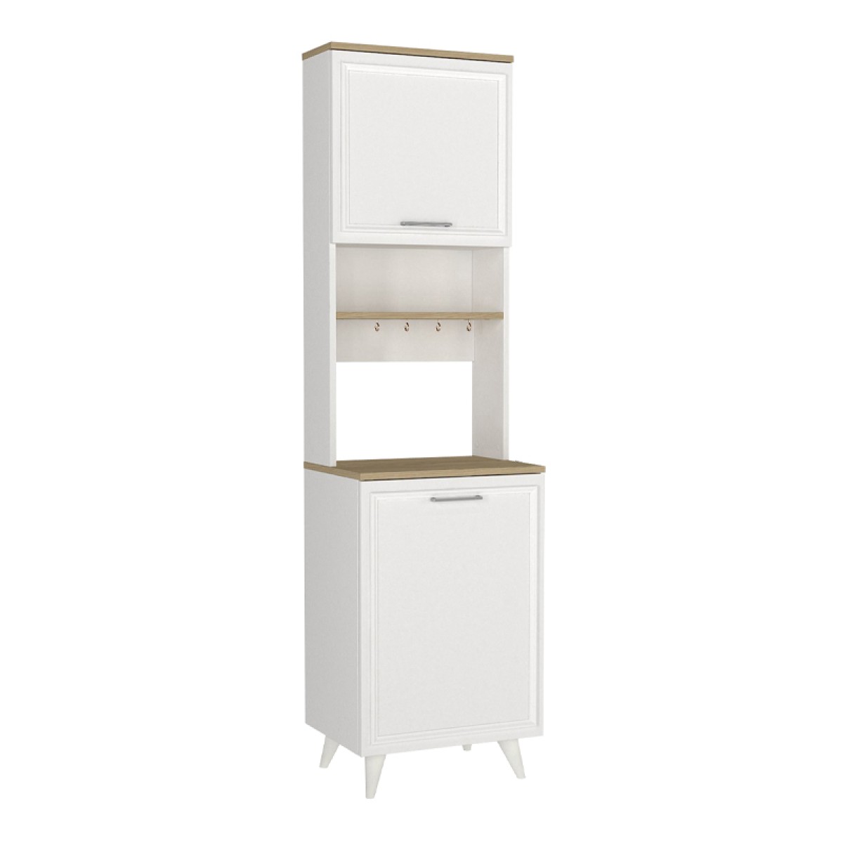 Έπιπλο κουζίνας Potter 1 Megapap χρώμα λευκό - rota oak 53,4x39,6x196,1εκ.