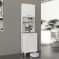 Έπιπλο κουζίνας Potter 1 Megapap χρώμα λευκό - rota oak 53,4x39,6x196,1εκ.