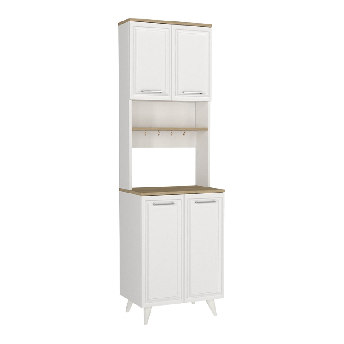 Έπιπλο κουζίνας Potter 2 Megapap χρώμα λευκό - rota oak 60x40x196,1εκ.