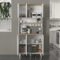 Έπιπλο κουζίνας Potter 3 Megapap χρώμα λευκό - rota oak 90x40x196,1εκ.