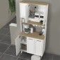 Έπιπλο κουζίνας Potter 3 Megapap χρώμα λευκό - rota oak 90x40x196,1εκ.