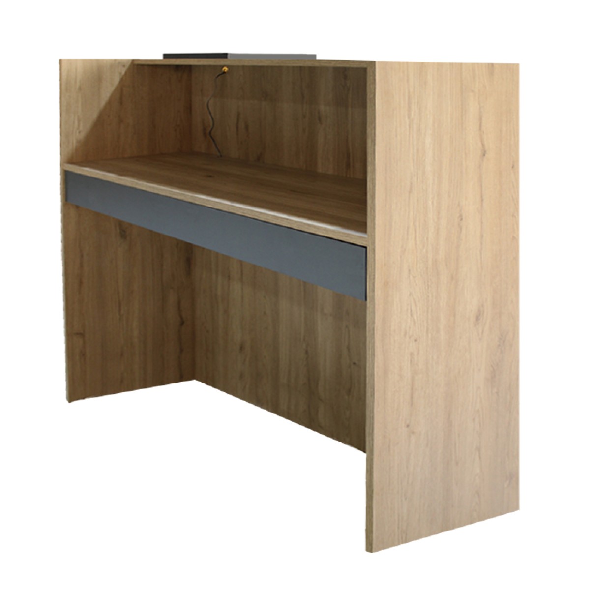 Γραφείο υποδοχής - reception Navita Megapap με LED χρώμα sepet oak - ανθρακί 113,6x42x111,8εκ.