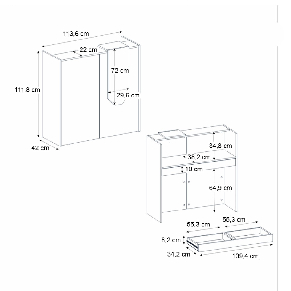 Γραφείο υποδοχής - reception Navita Megapap με LED χρώμα λευκό - sepet oak 113,6x42x111,8εκ.