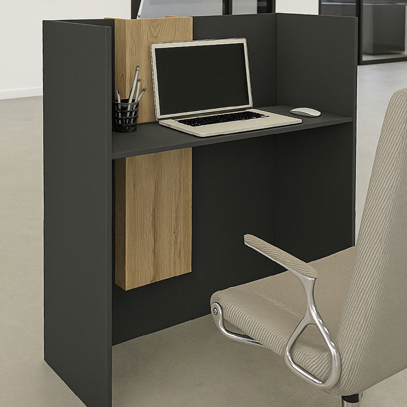 Γραφείο υποδοχής - reception Bonveno Megapap χρώμα ανθρακί - sepet oak 90x43,2x110εκ.