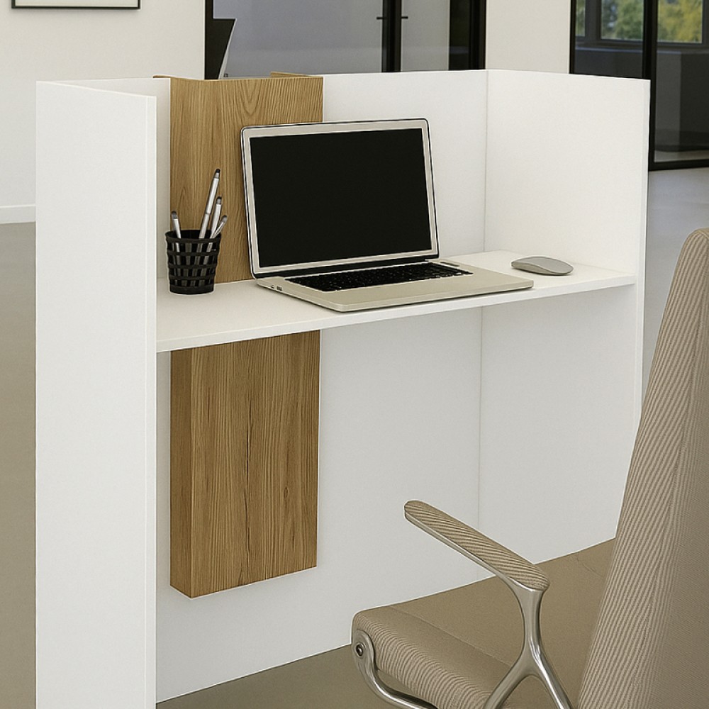 Γραφείο υποδοχής - reception Bonveno Megapap χρώμα λευκό - sepet oak 90x43,2x110εκ.