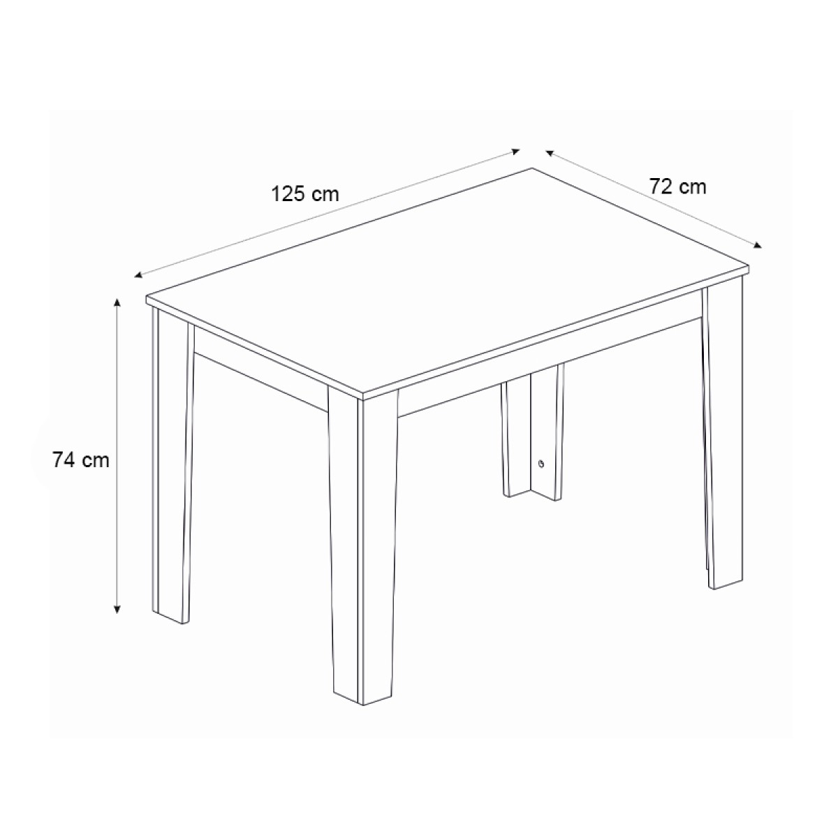 Τραπέζι Darlen Megapap χρώμα λευκό 125x72x74εκ.