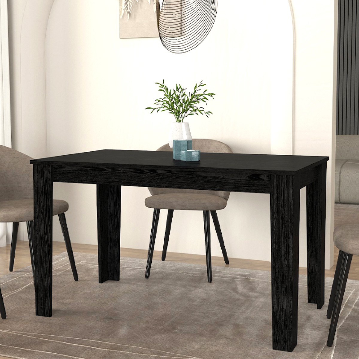 Τραπέζι Darlen Megapap χρώμα sencron black 125x72x74εκ.