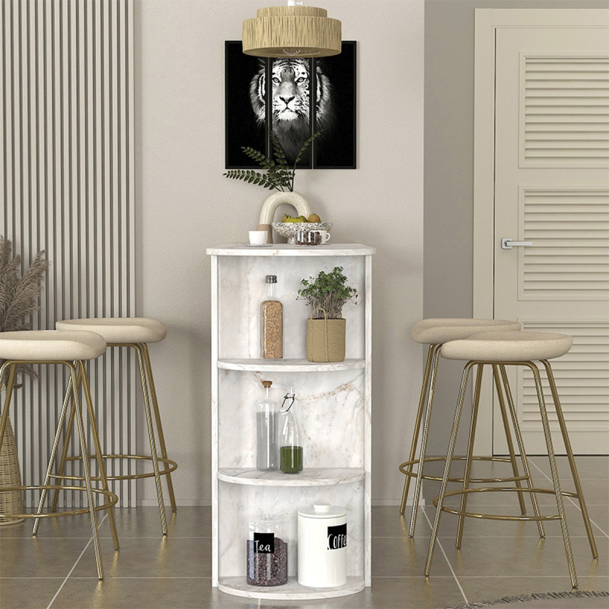 Τραπέζι μπαρ Vigne Megapap χρώμα λευκό εφέ μαρμάρου 150x51,6x101,8εκ.