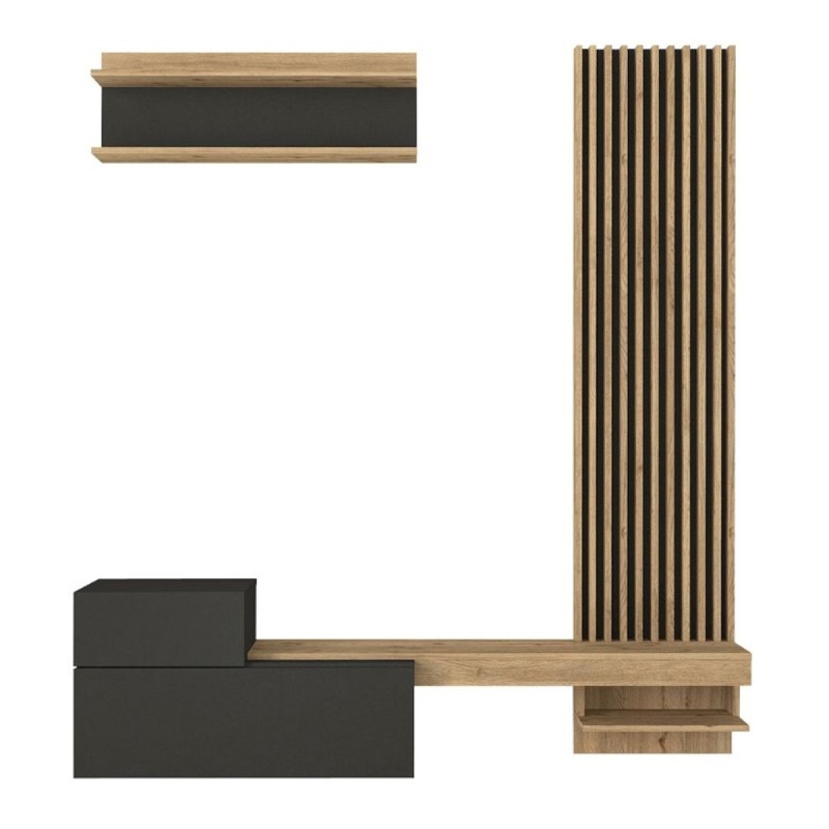 Σύνθεση τηλεόρασης Dumont Megapap χρώμα ανθρακί - sepet oak 180x36,8x200εκ.