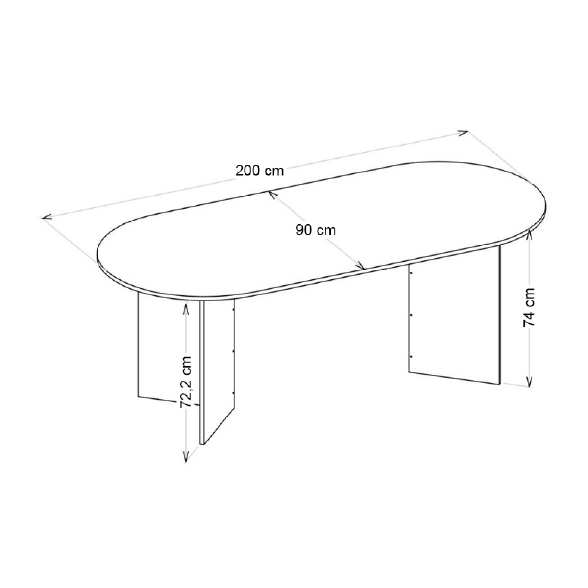 Τραπέζι Cortado Megapap χρώμα sencron black 200x90x74εκ.