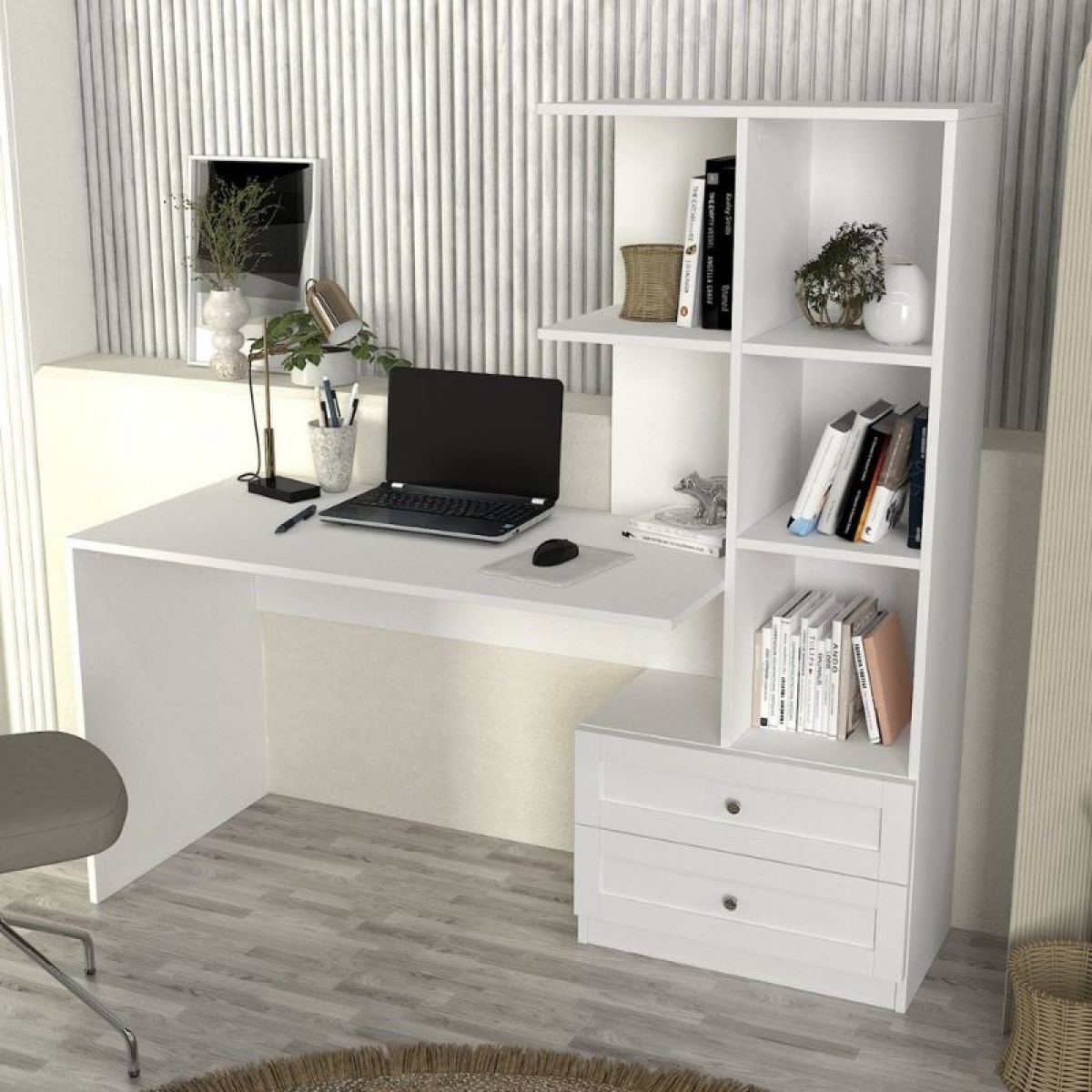 Γραφείο εργασίας Mantra Megapap χρώμα λευκό 155x60x152εκ.
