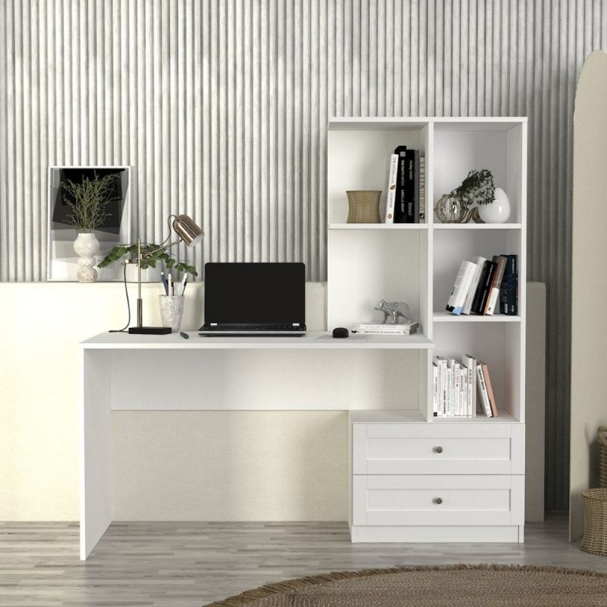 Γραφείο εργασίας Mantra Megapap χρώμα λευκό 155x60x152εκ.