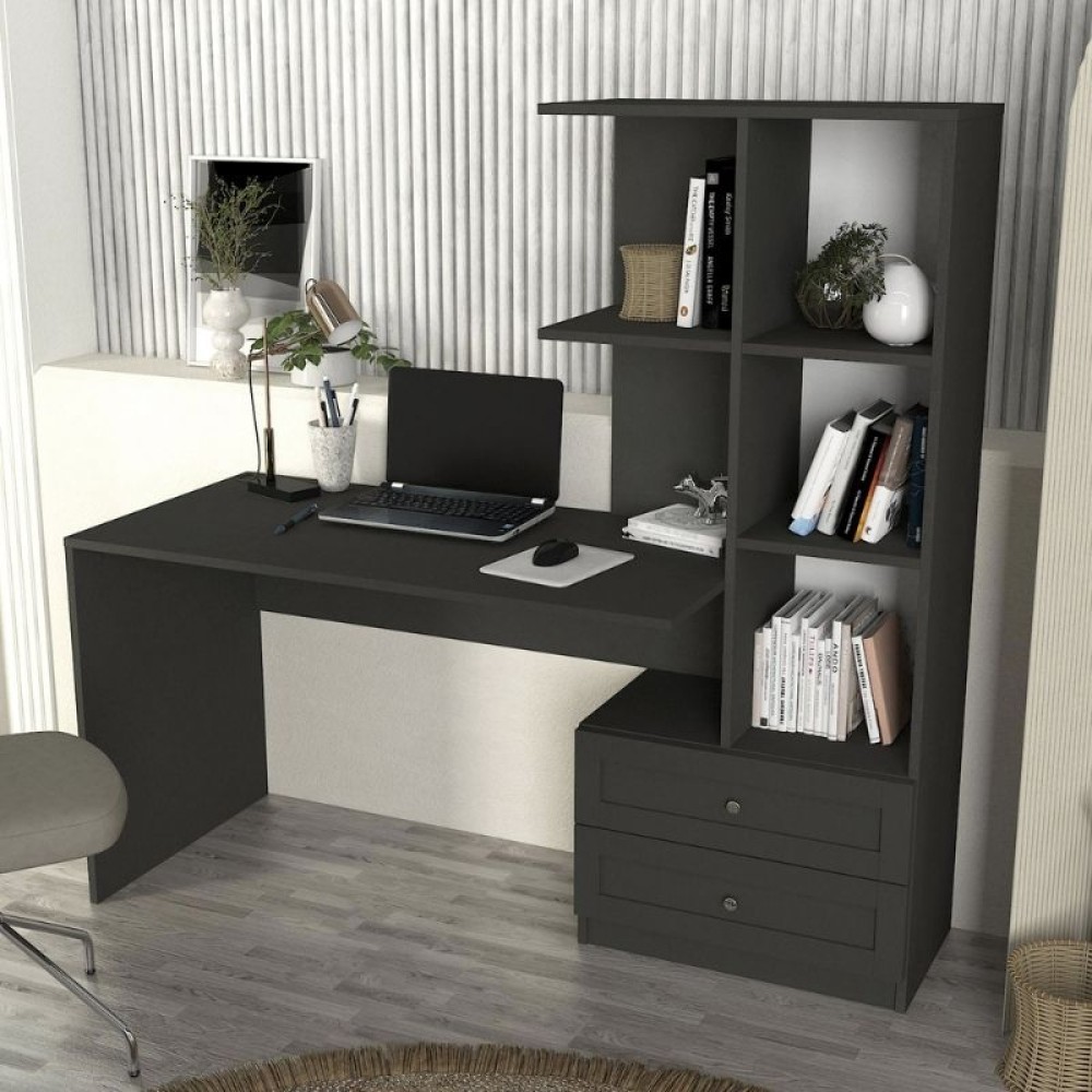 Γραφείο εργασίας Mantra Megapap χρώμα ανθρακί 155x60x152εκ.