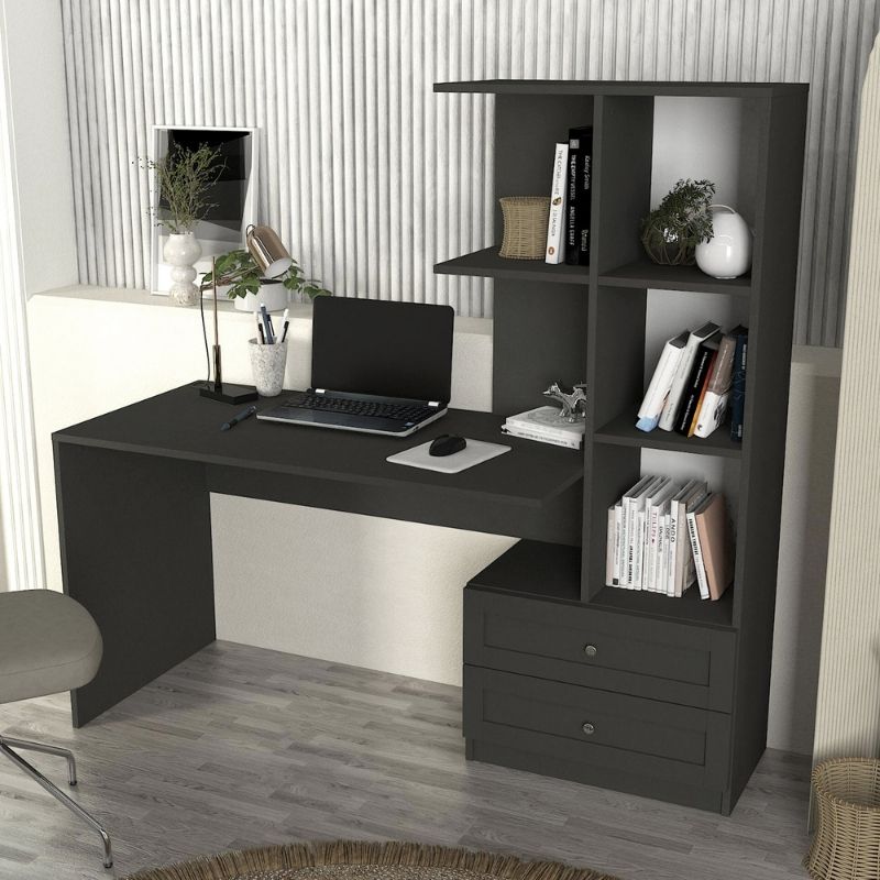 Γραφείο εργασίας Mantra Megapap χρώμα ανθρακί 155x60x152εκ.