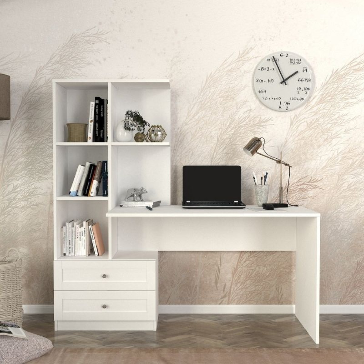 Γραφείο εργασίας Mantra Megapap χρώμα λευκό 155x60x152εκ.