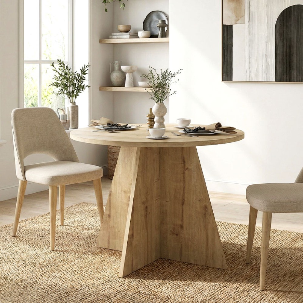 Τραπέζι Tailor Megapap χρώμα sapphire oak Ø100x75,7εκ.