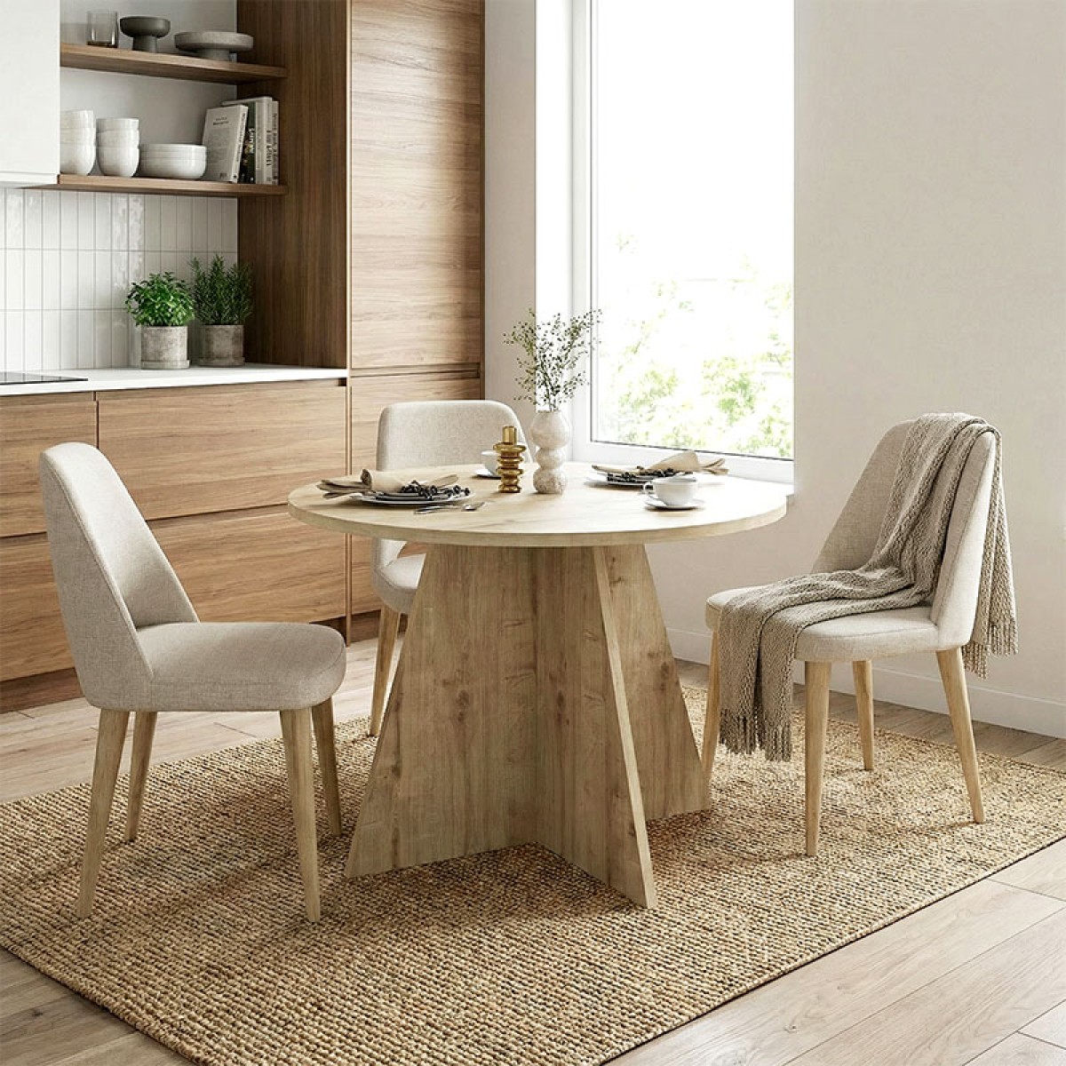 Τραπέζι Tailor Megapap χρώμα sapphire oak Ø100x75,7εκ.