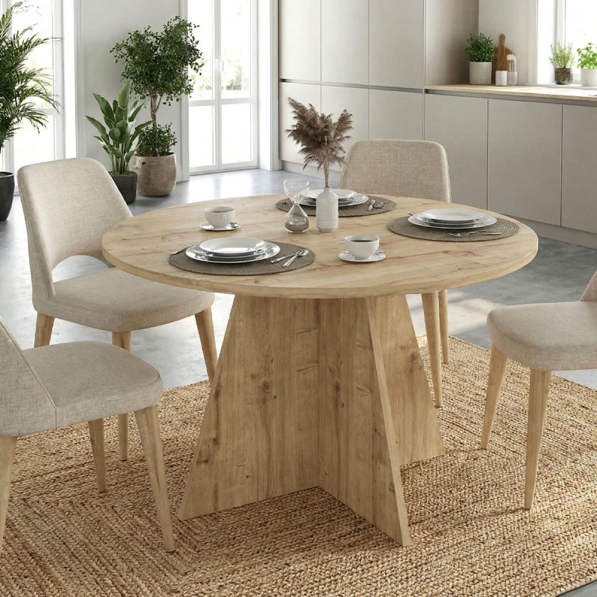Τραπέζι Tailor Megapap χρώμα sapphire oak Ø120x75,7εκ.