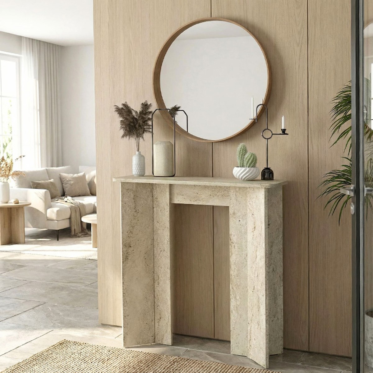 Κονσόλα Mara Megapap χρώμα travertine 90x29,6x91,8εκ.