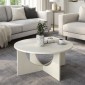 Τραπεζάκι σαλονιού Lemmar Megapap χρώμα sandstone Ø75x36,8εκ.