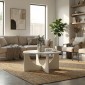 Τραπεζάκι σαλονιού Lemmar Megapap χρώμα sandstone Ø75x36,8εκ.