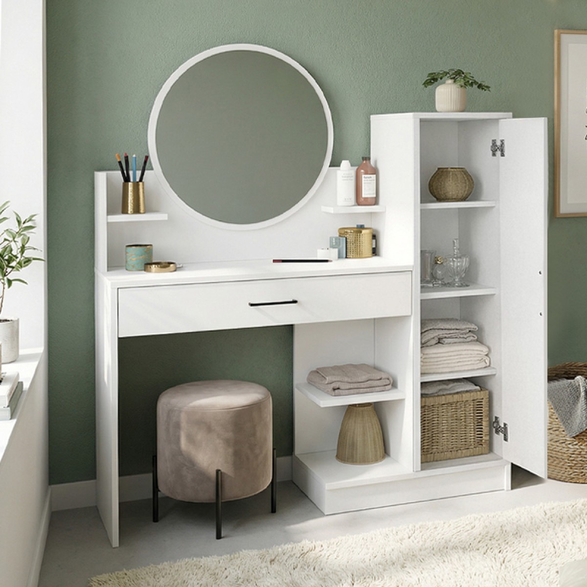 Τουαλέτα με καθρέπτη Andera Megapap χρώμα λευκό 123,9x35x144,4εκ.