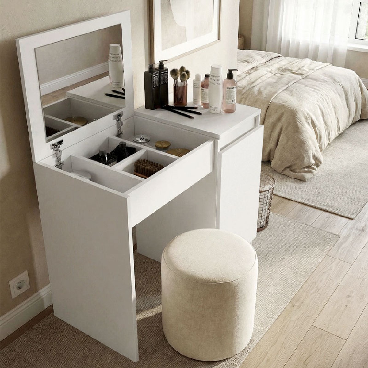 Τουαλέτα με καθρέπτη Huma Megapap χρώμα λευκό 90x45x118,2εκ.