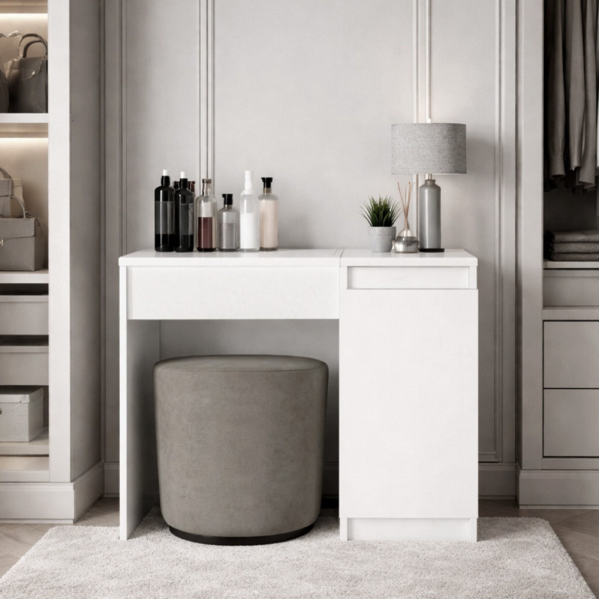 Τουαλέτα με καθρέπτη Huma Megapap χρώμα λευκό 90x45x118,2εκ.