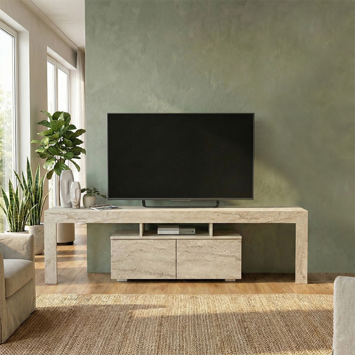 Έπιπλο τηλεόρασης Woodra Megapap χρώμα travertine 180x31,3x50,2εκ.
